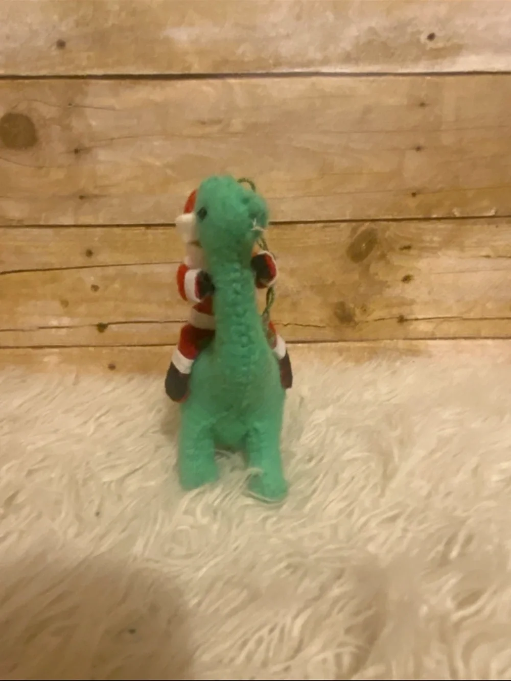 Christmas  Felt Santa riding Dinosaur Felt Ornament